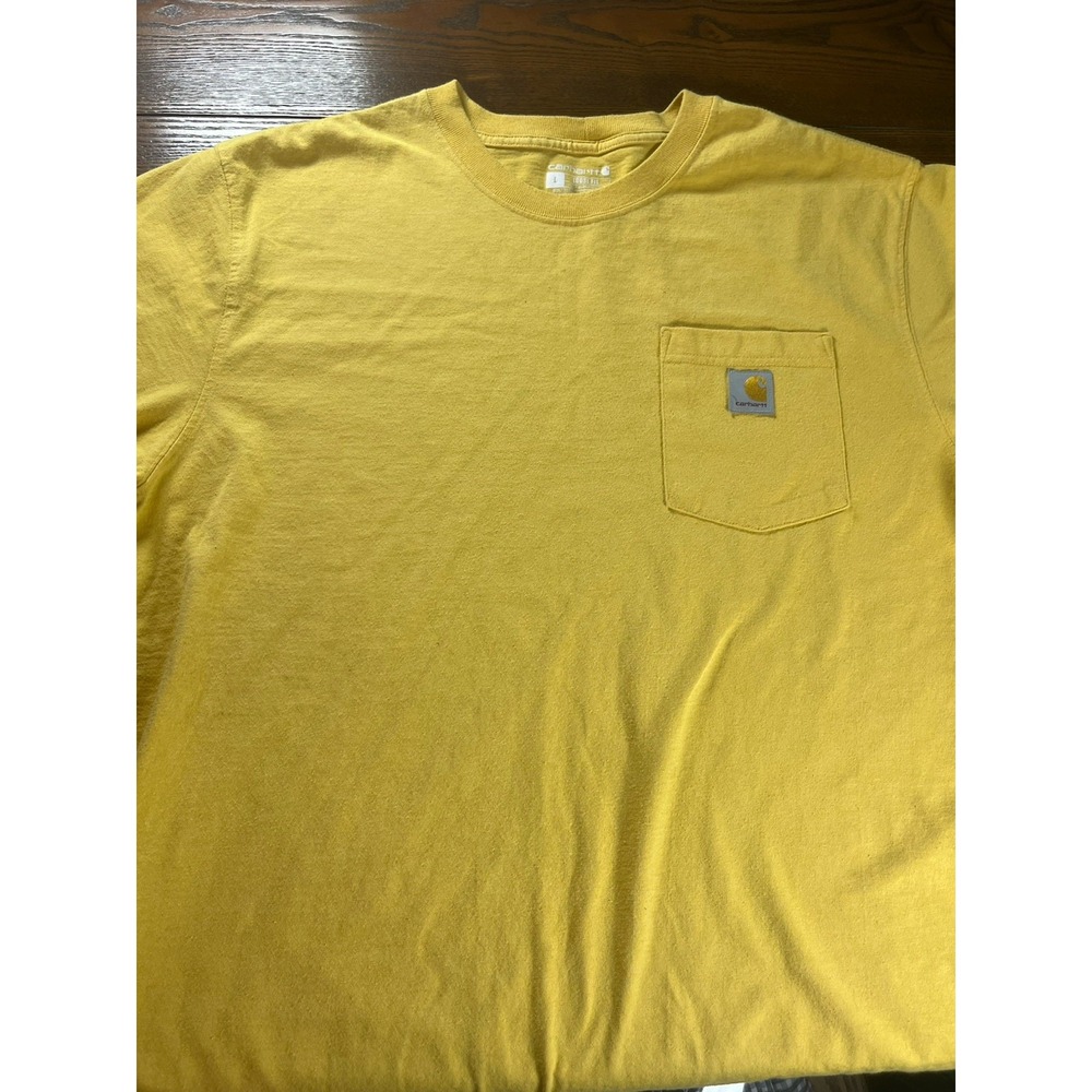Carhartt Pocket T Shirt Men's Size Large Yellow Loose Fit Workwear Tee